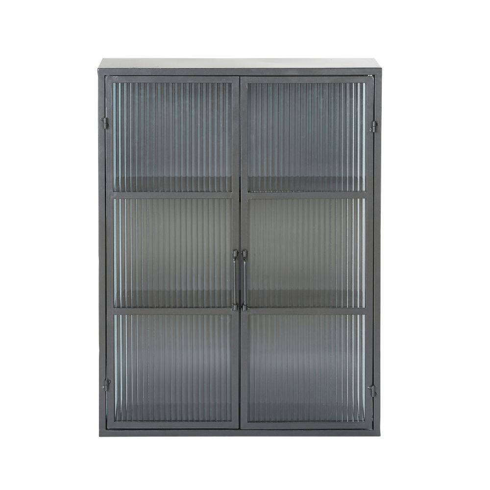 Etagère 2 portes en métal noir et verre armé Etagère 2 portes en métal noir et verre armé