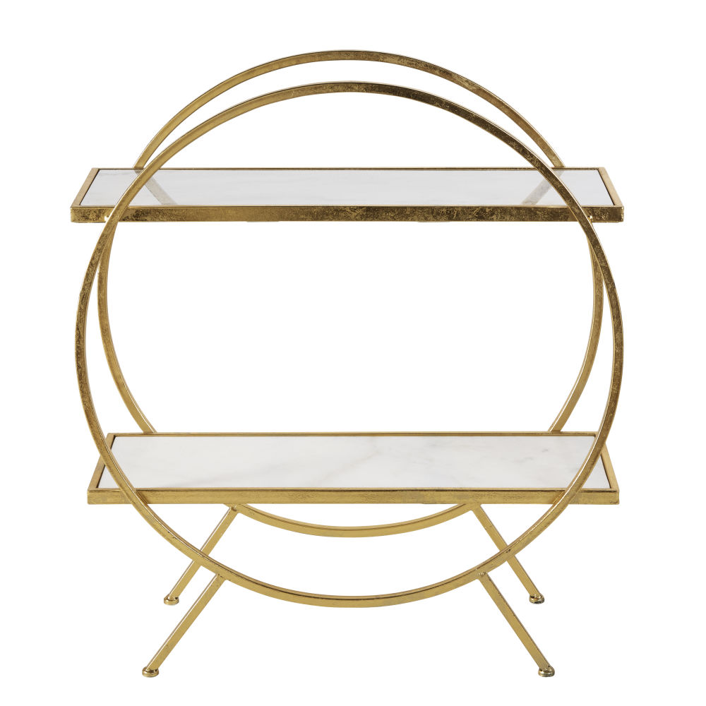 Etagère en métal doré et marbre blanc Etagère en métal doré et marbre blanc