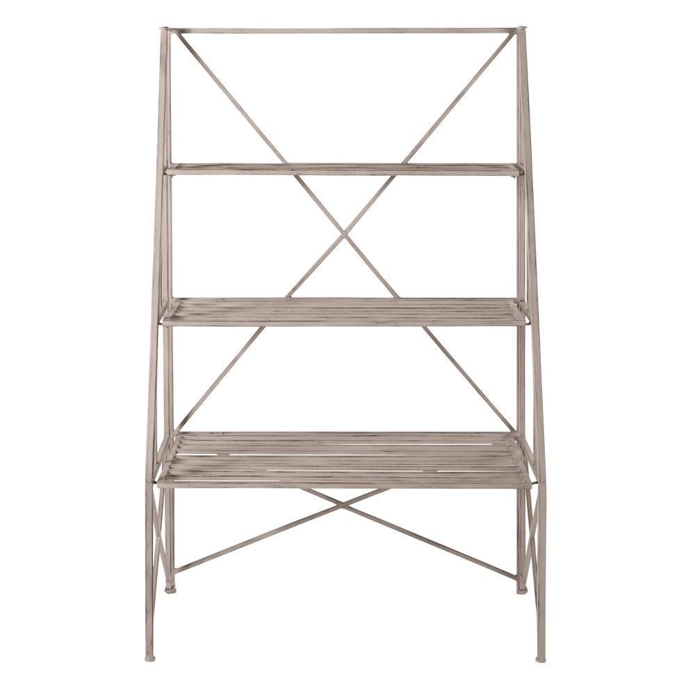 Etagère en métal gris clair effet vieilli