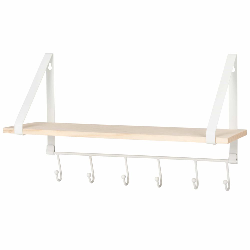 Etagère en pin et métal blanc (photo) Etagère en pin et métal blanc