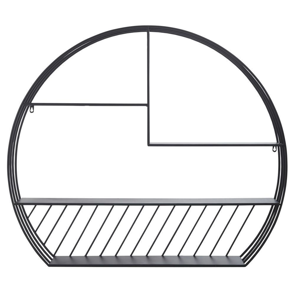 Étagère murale ronde en métal filaire noir Étagère murale ronde en métal filaire noir