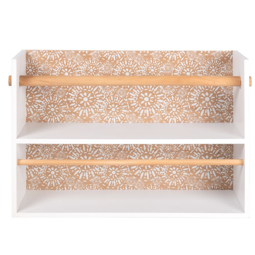 Etagère porte essuie-tout en eucalyptus beige et jaune (photo) Etagère porte essuie-tout en eucalyptus beige et jaune