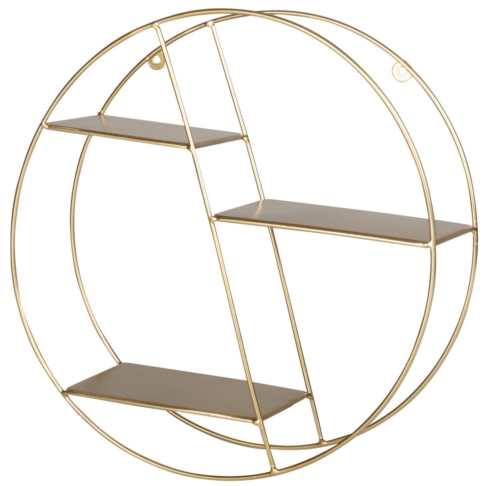 Etagère ronde en métal doré mat Etagère ronde en métal doré mat