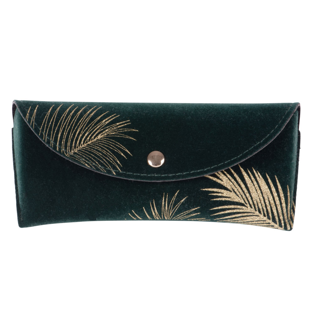 Etui à lunettes vert motifs feuilles de palmier (photo) Etui à lunettes vert motifs feuilles de palmier