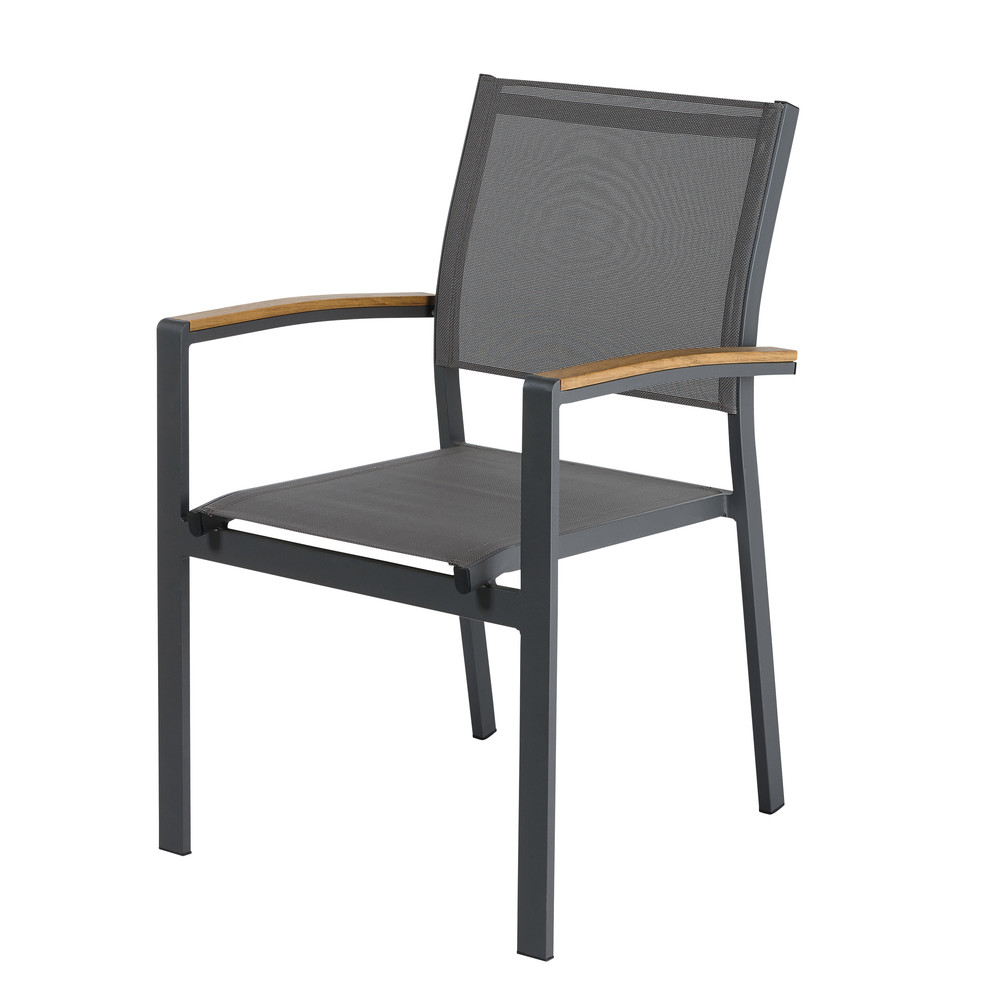 Fauteuil à dîner de jardin en aluminium gris anthracite