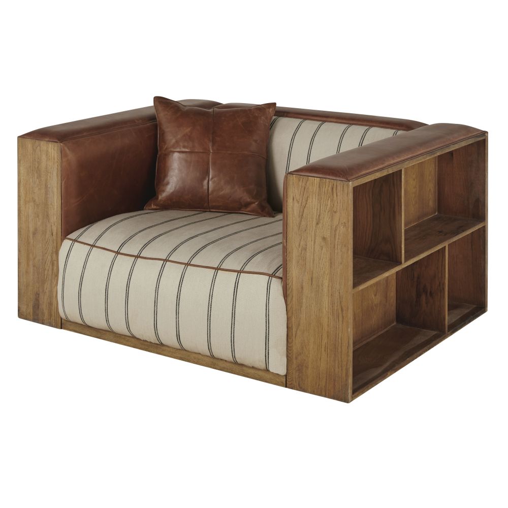 Fauteuil avec rangements marron vieilli