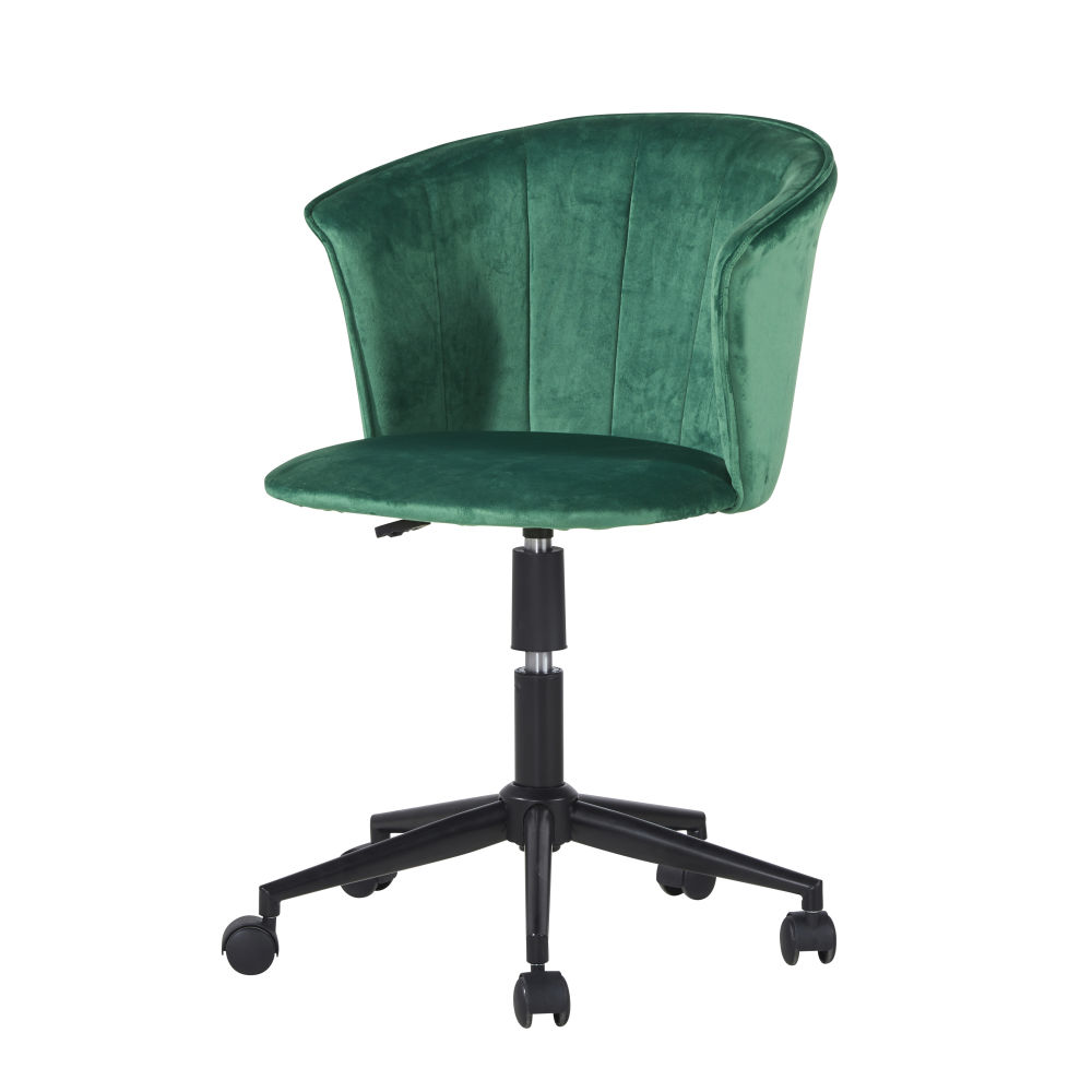 Fauteuil de bureau à roulettes en velours vert