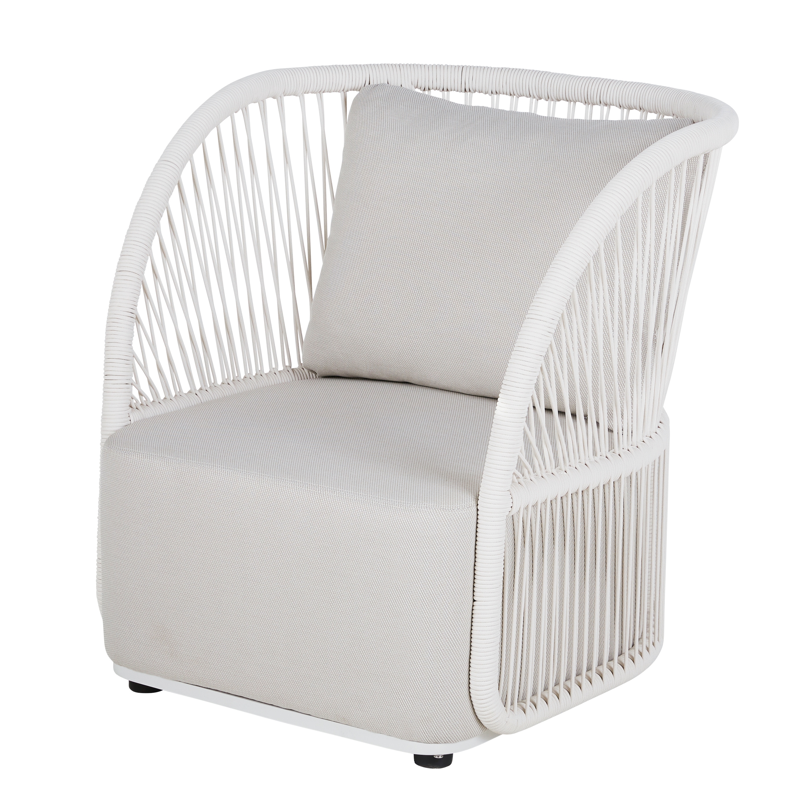 Fauteuil de jardin en fibre polyoléfine gris perlé et corde blanche