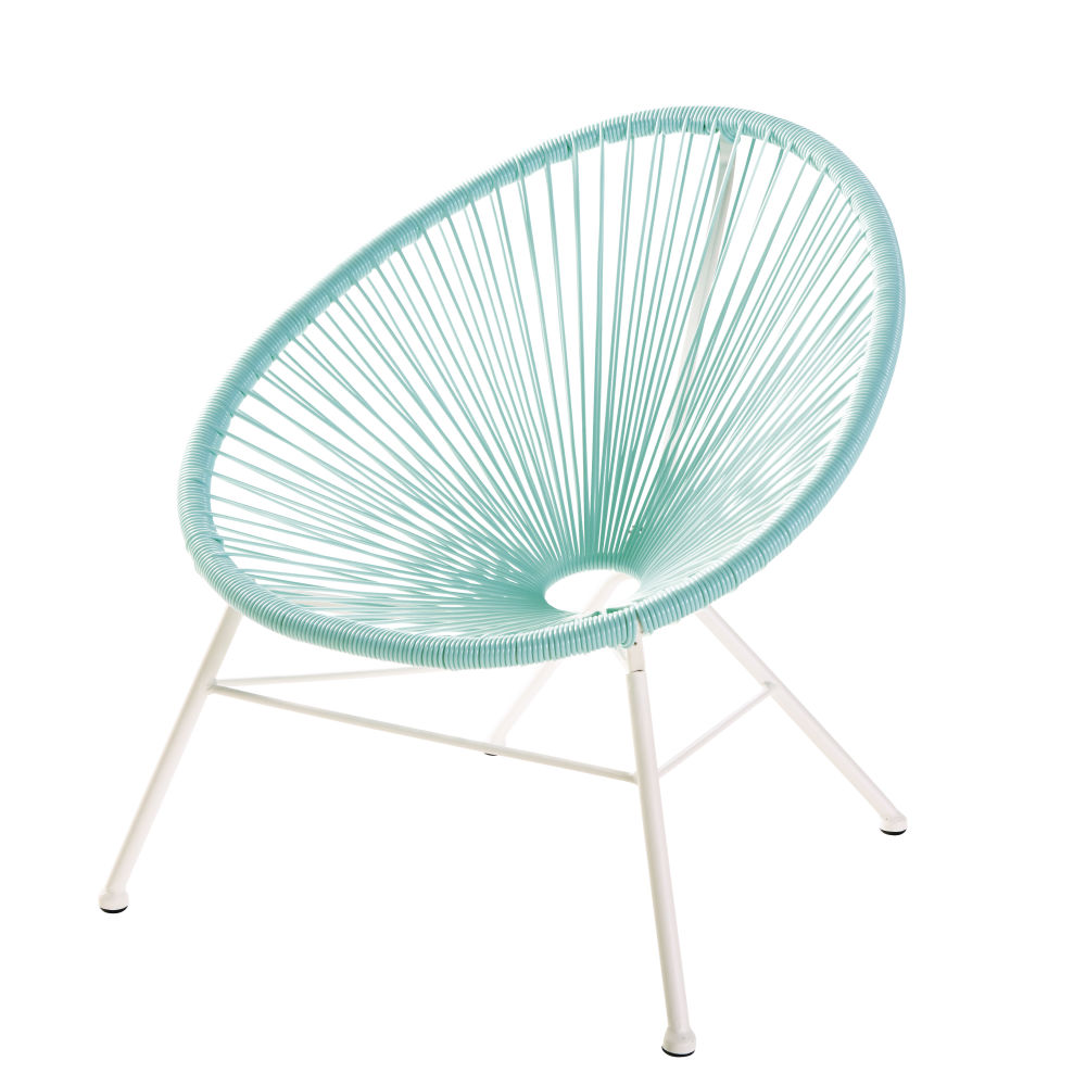 Fauteuil de jardin enfant en résine verte et métal blanc