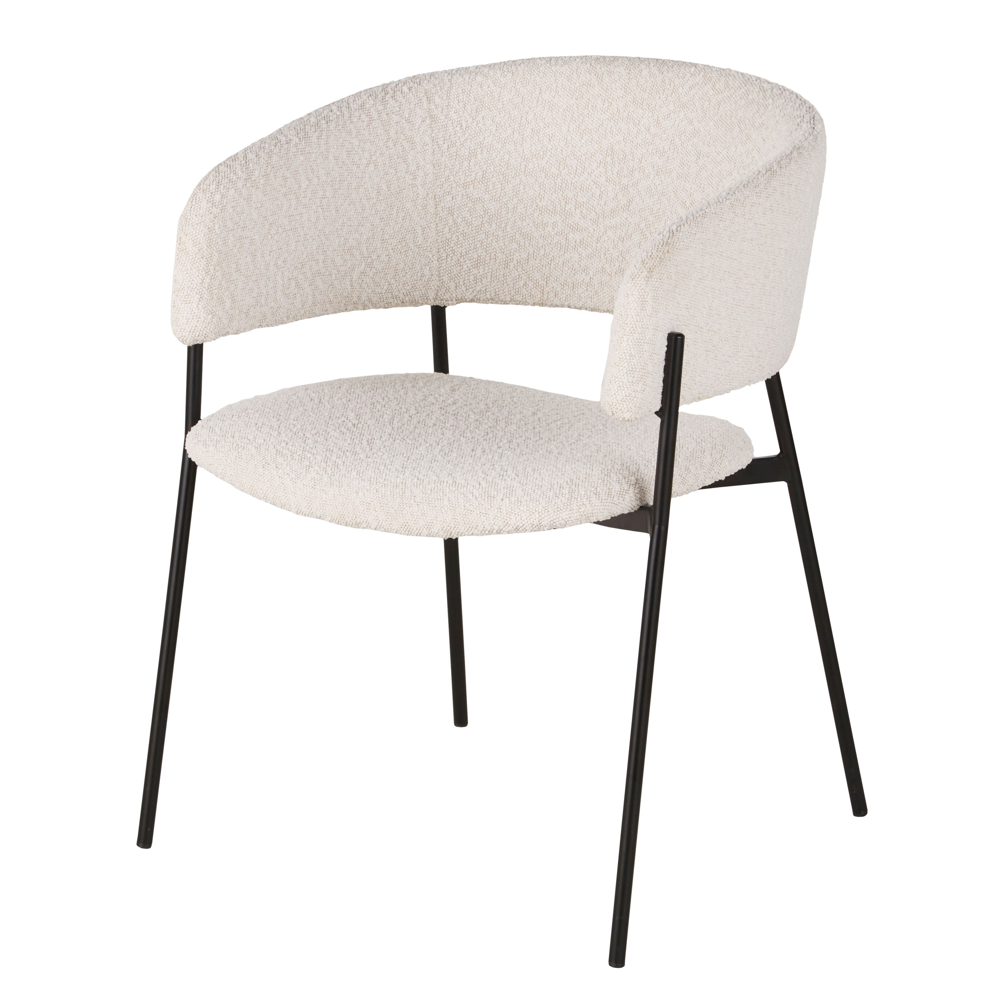 Fauteuil de table en tissu bouclettes recyclé écru