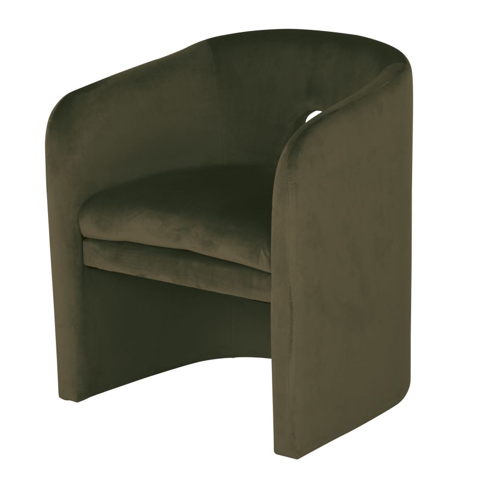 Fauteuil de table en velours vert kaki