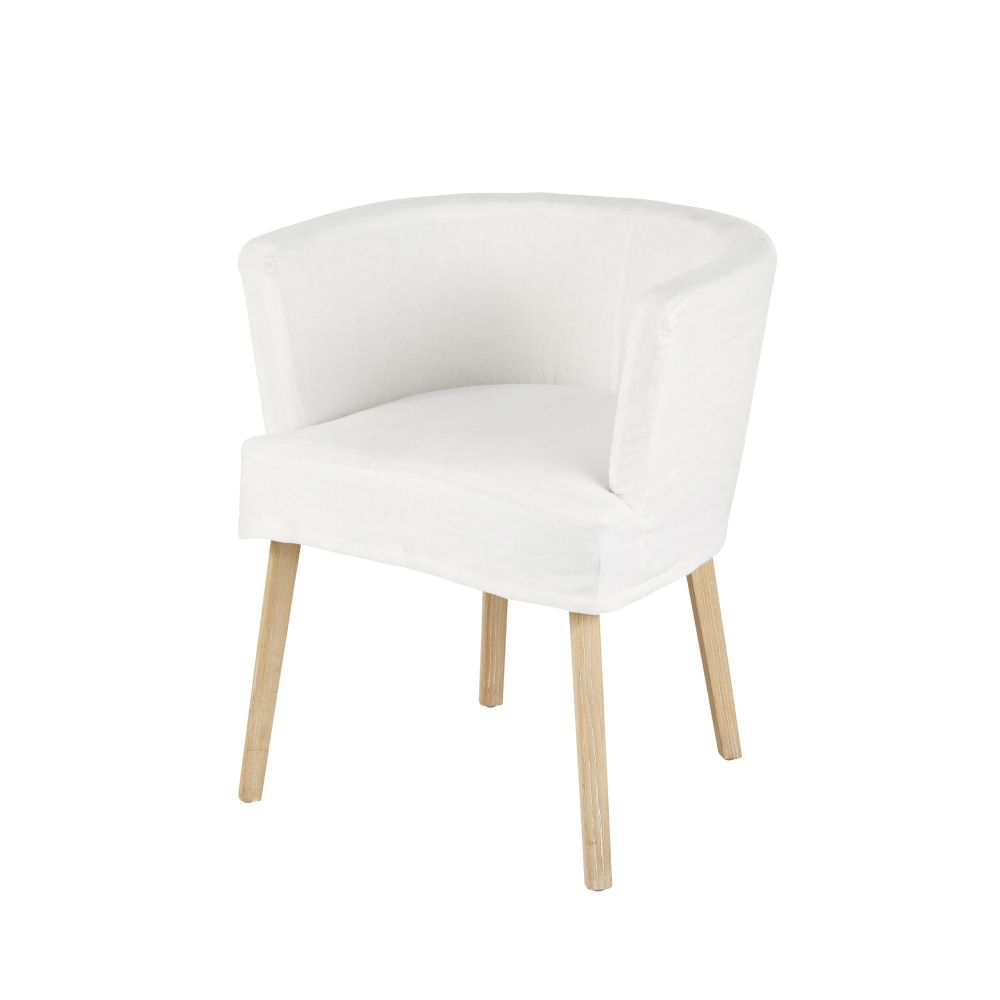 Fauteuil en lin et coton ivoire