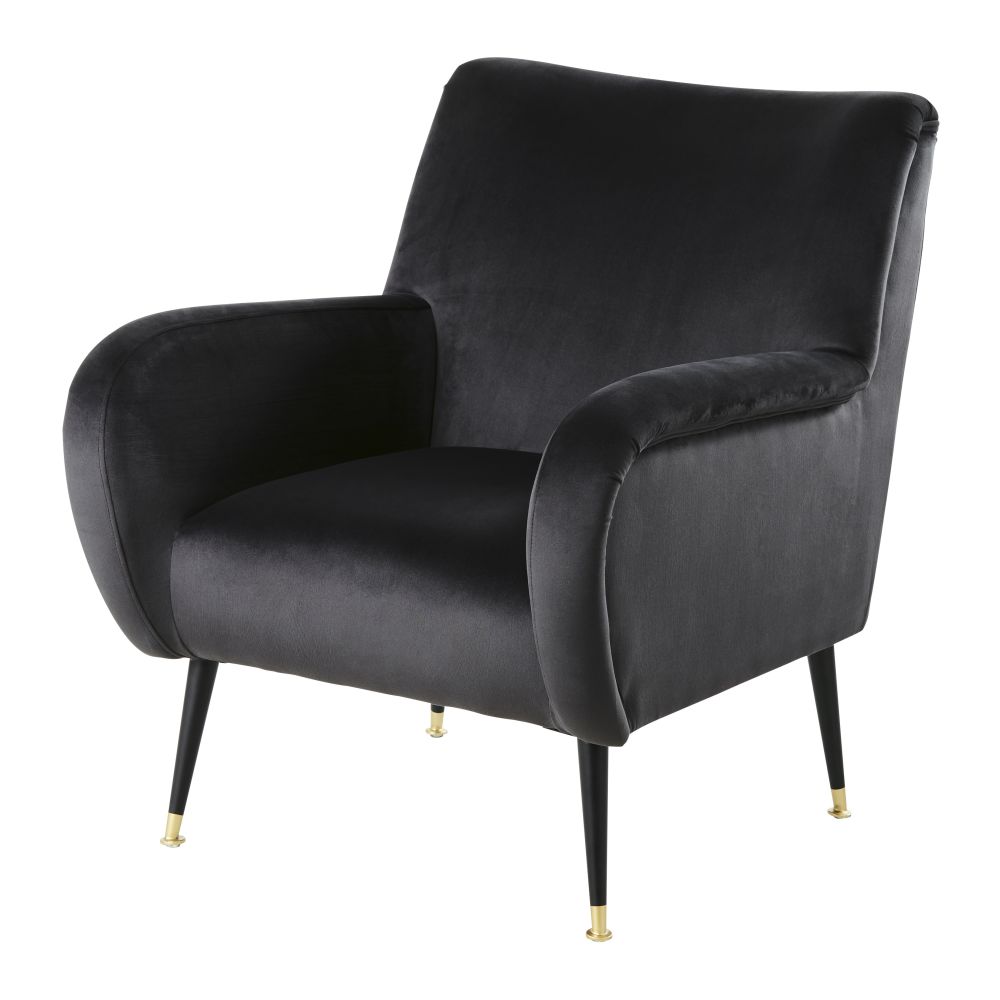 Fauteuil en velours gris anthracite pieds en métal Fauteuil en velours gris anthracite pieds en métal