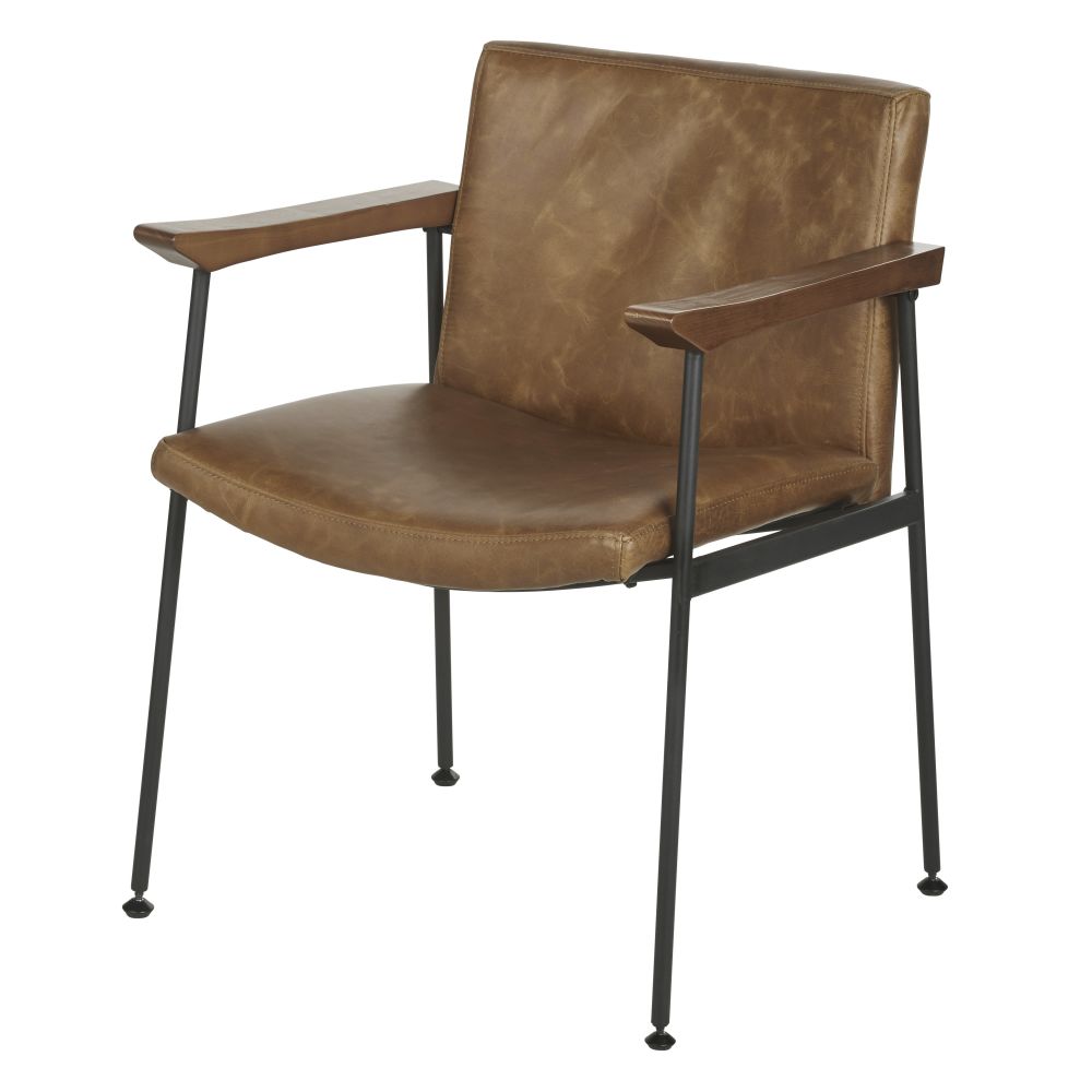 Fauteuil professionnel en cuir de vachette marron et bois de frêne Fauteuil professionnel en cuir de vachette marron et bois de frêne