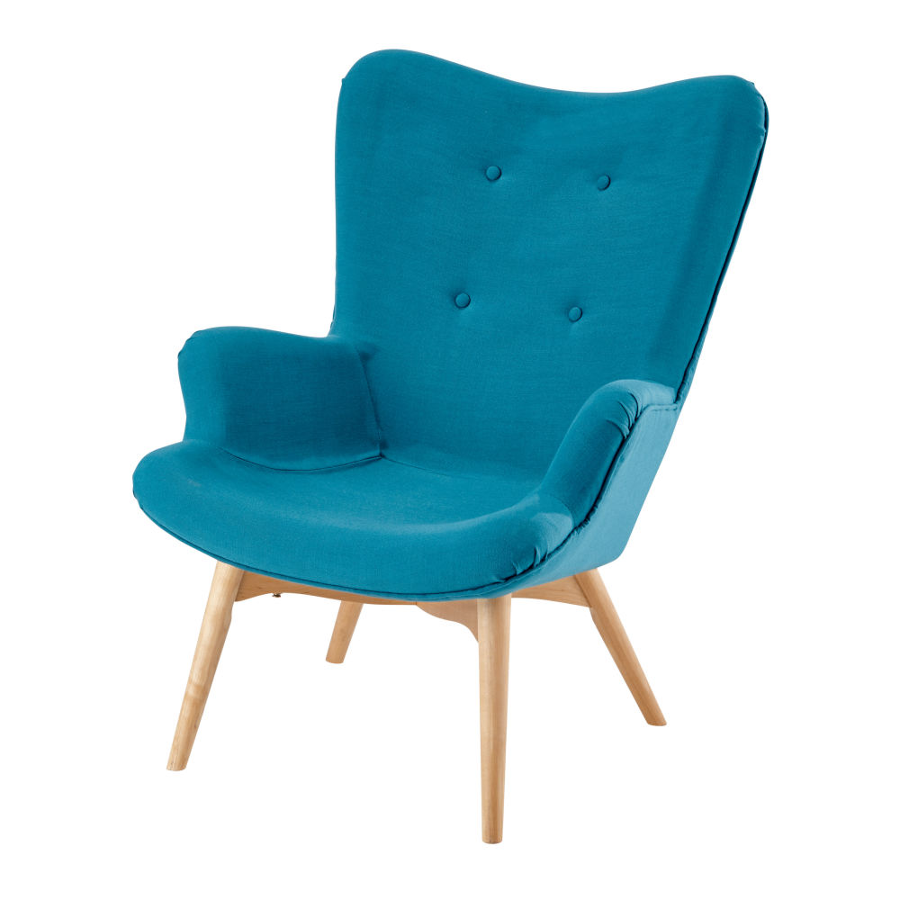 Fauteuil style scandinave bleu pétrole Fauteuil style scandinave bleu pétrole