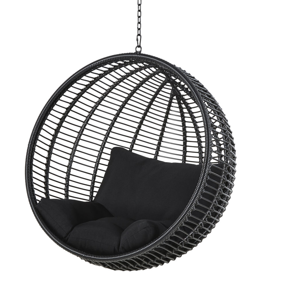 Fauteuil suspendu de jardin en résine noire Fauteuil suspendu de jardin en résine noire