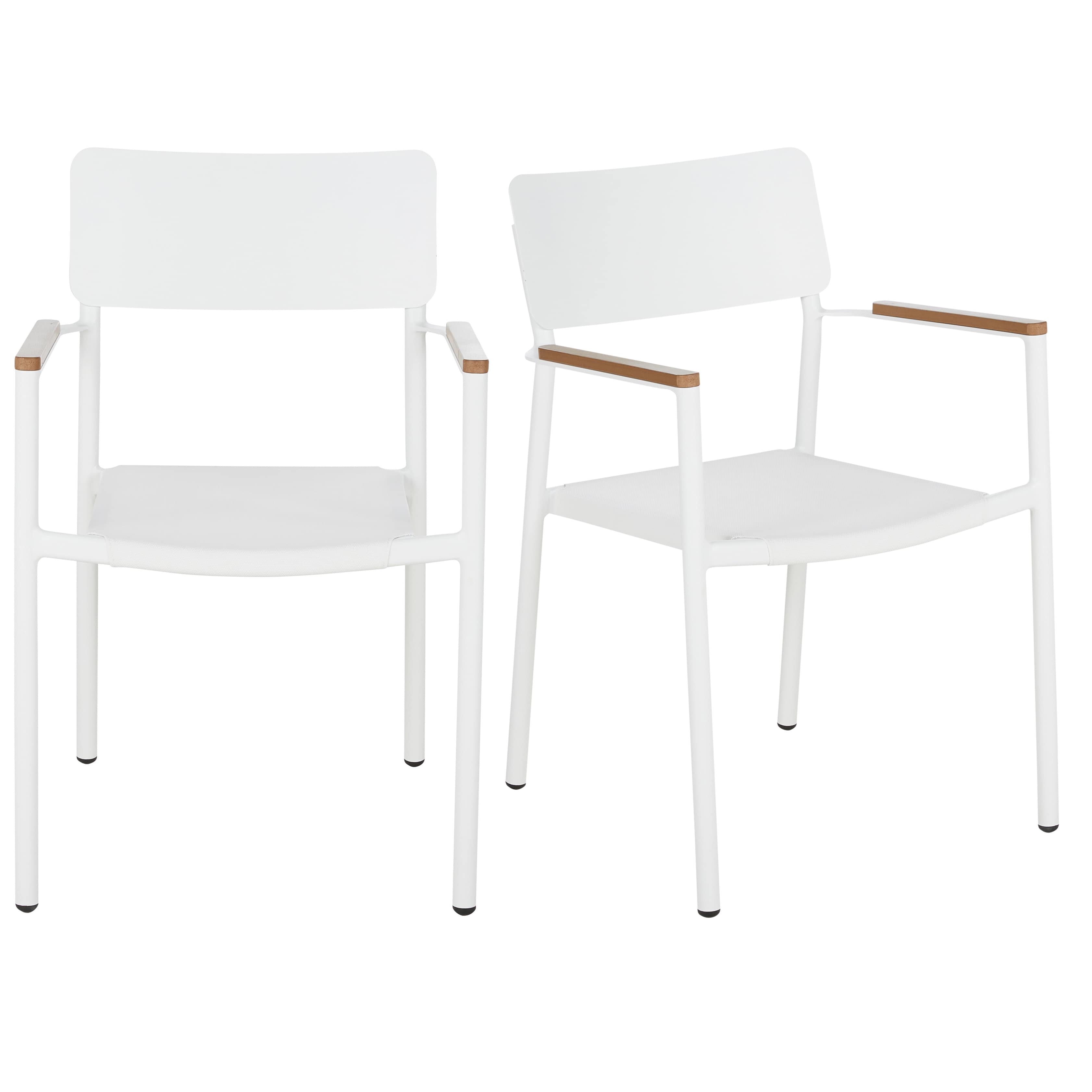 Fauteuils à dîner de jardin en aluminium et toile plastifiée écrus (x2)