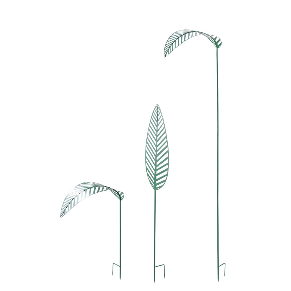 Feuilles déco d'extérieur en métal vert à planter (x3) Feuilles déco d'extérieur en métal vert à planter (x3)