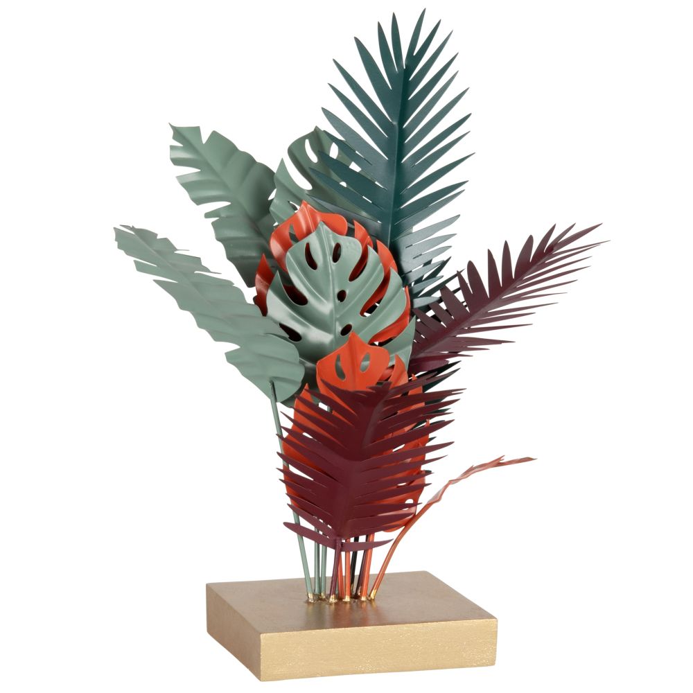 Feuilles en plastique sur socle en métal doré Feuilles en plastique sur socle en métal doré