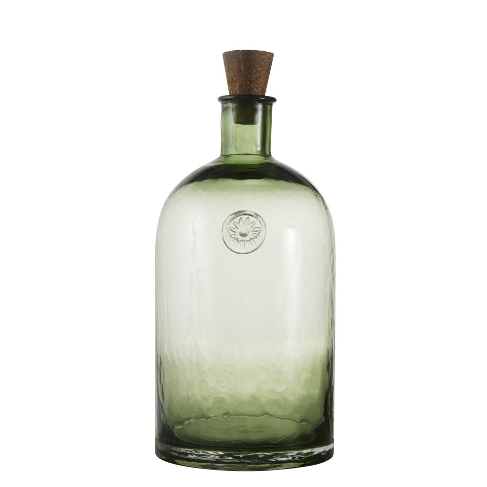 Flacon déco en verre teinté vert avec bouchon H34 (photo) Flacon déco en verre teinté vert avec bouchon H34