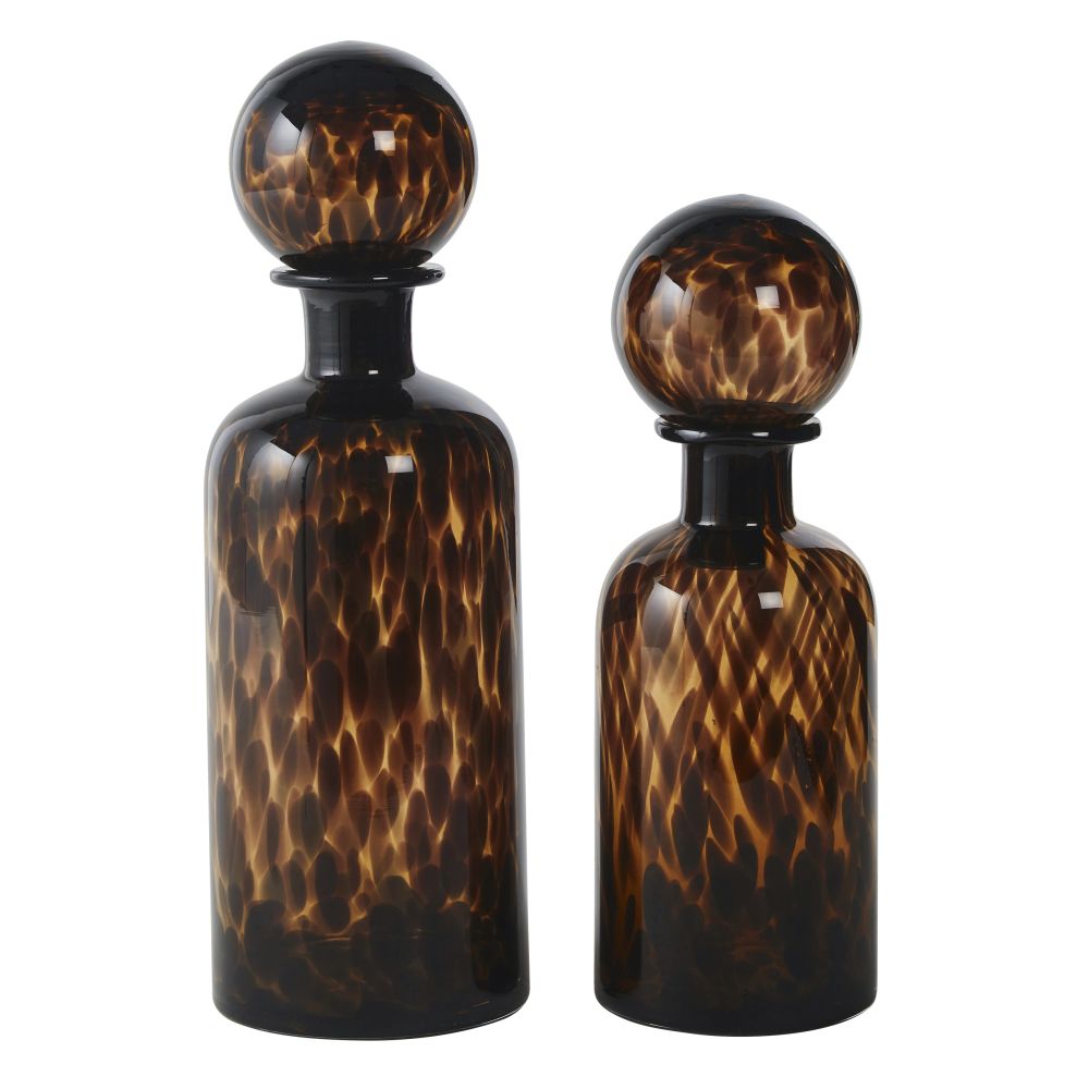 Flacons déco en verre teinté brun et noir H35 (x2) Flacons déco en verre teinté brun et noir H35 (x2)