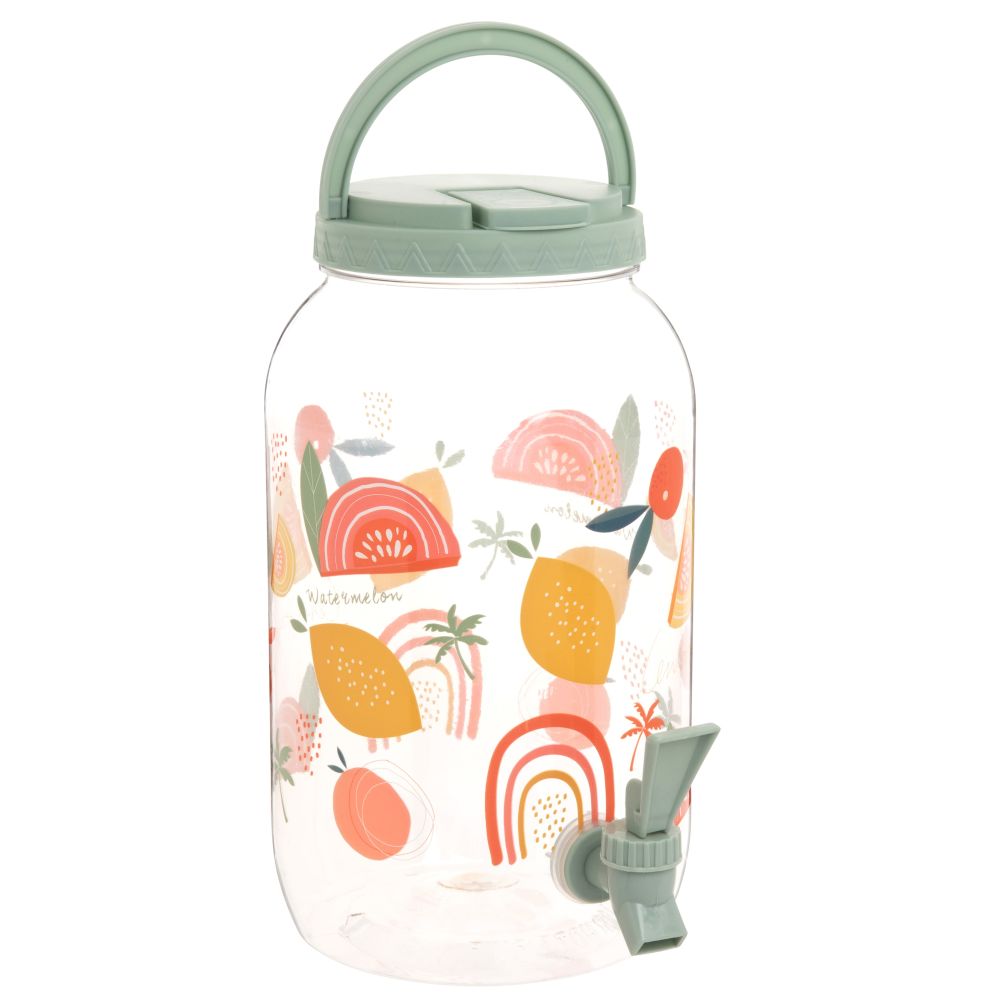 Fontaine à boisson motifs à rayures et fruits multicolores 3.8L Fontaine à boisson motifs à rayures et fruits multicolores 3.8L