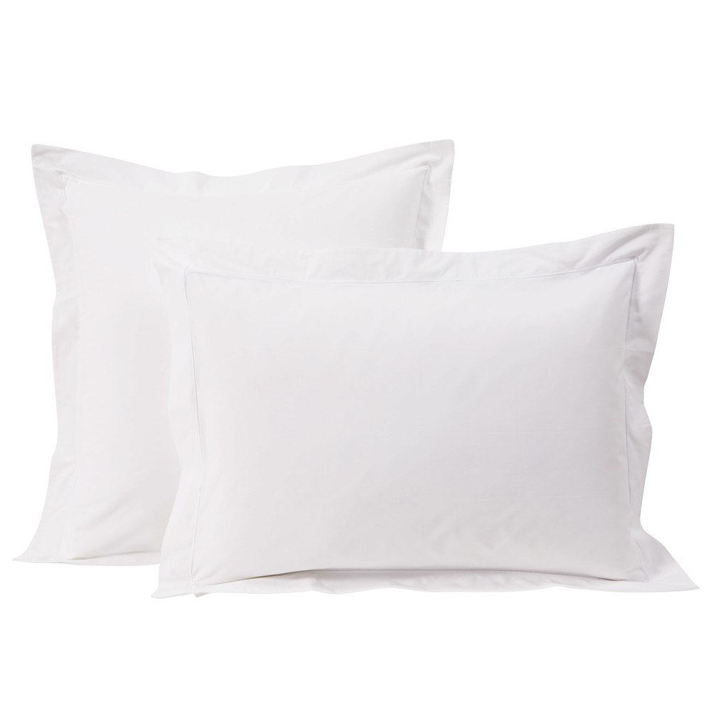 Funda de almohada para hostelería de percal de algodón blanco 50x70 EStilo clásico chic Maisons du Monde