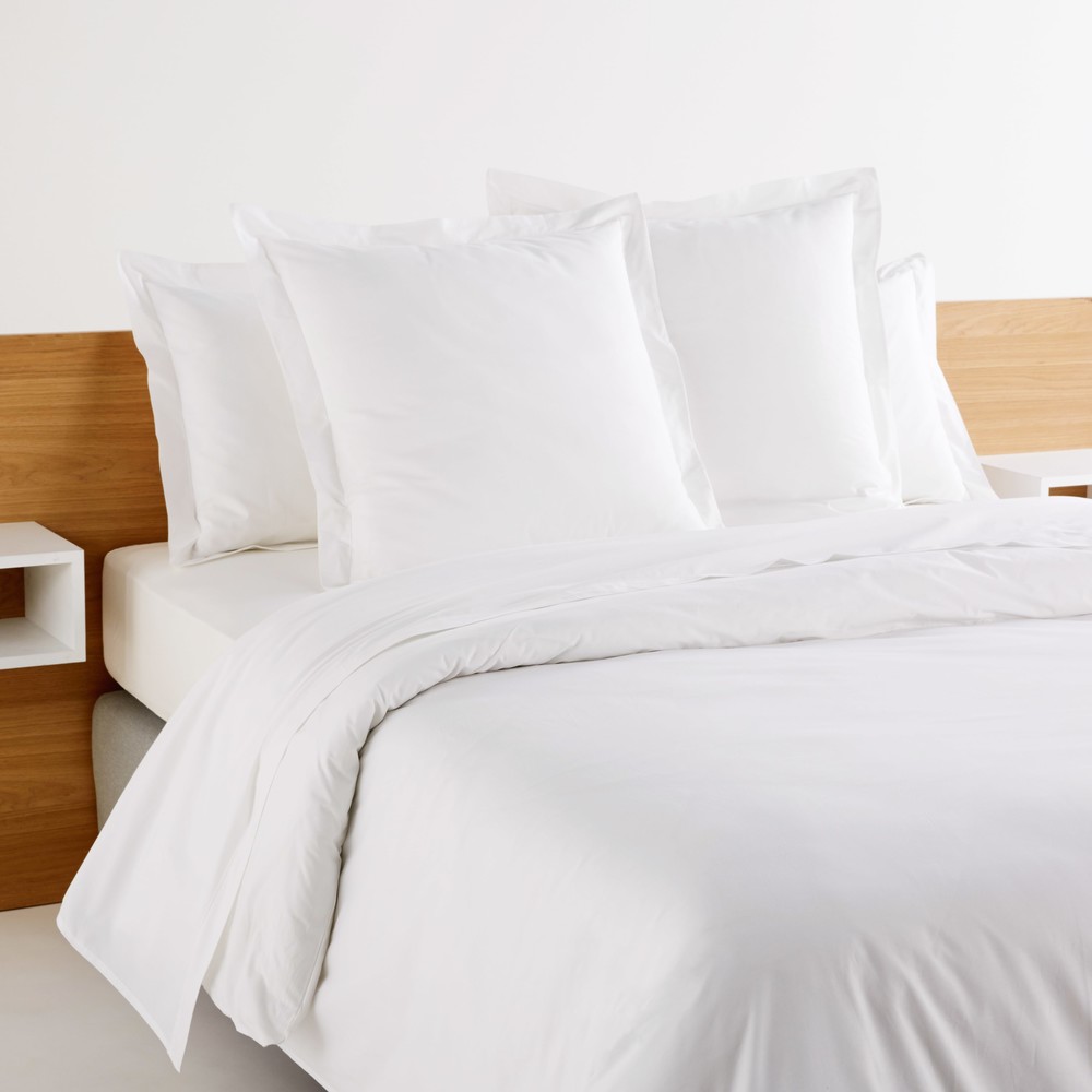 Funda de edredón para hostelería de percal de algodón blanco 150x220 EStilo clásico chic Maisons du Monde