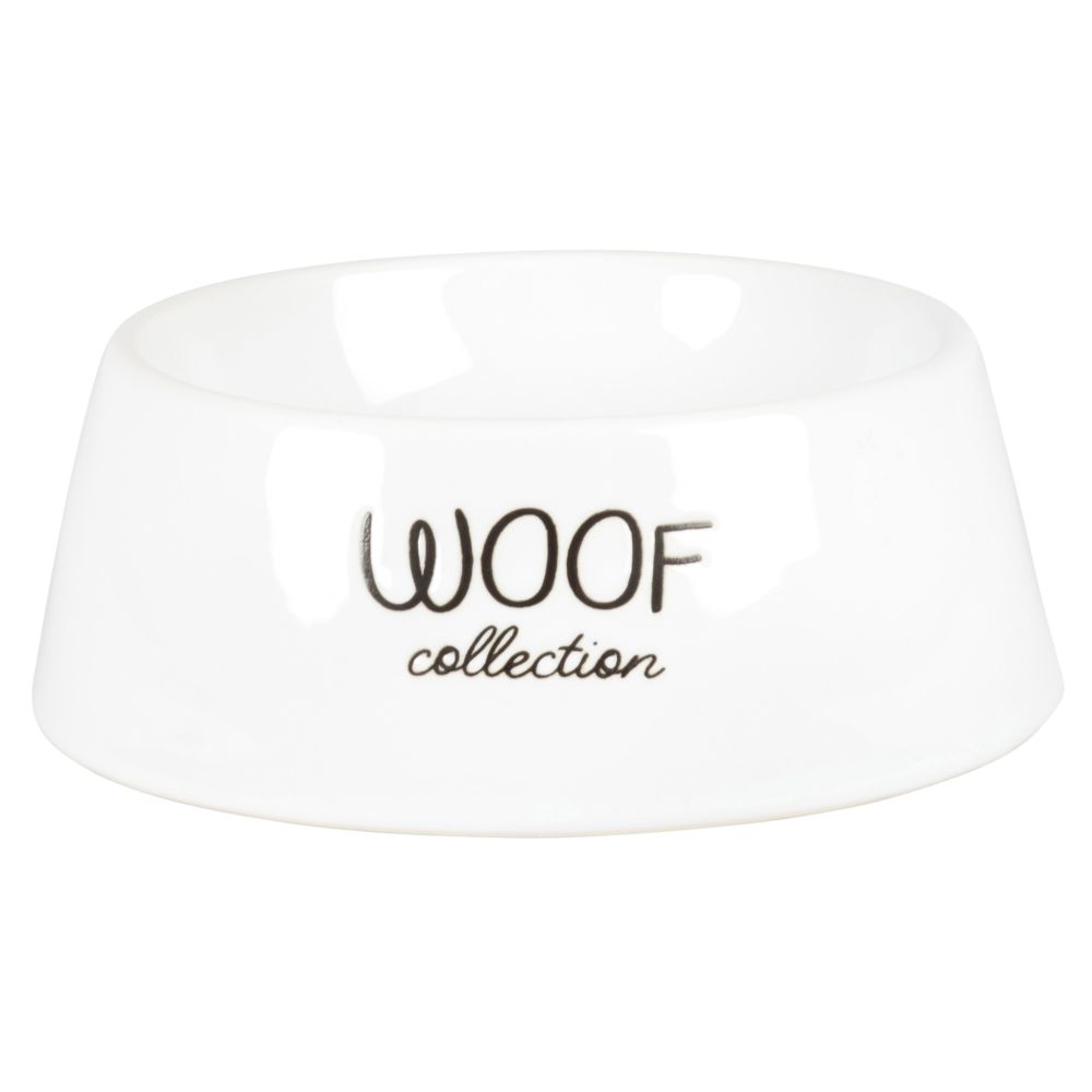 Gamelle chien en porcelaine blanche motif chien Gamelle chien en porcelaine blanche motif chien