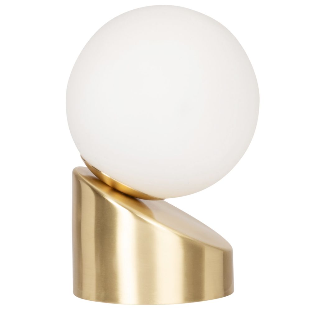 Globe lumineux en verre opaque blanc et métal doré Globe lumineux en verre opaque blanc et métal doré
