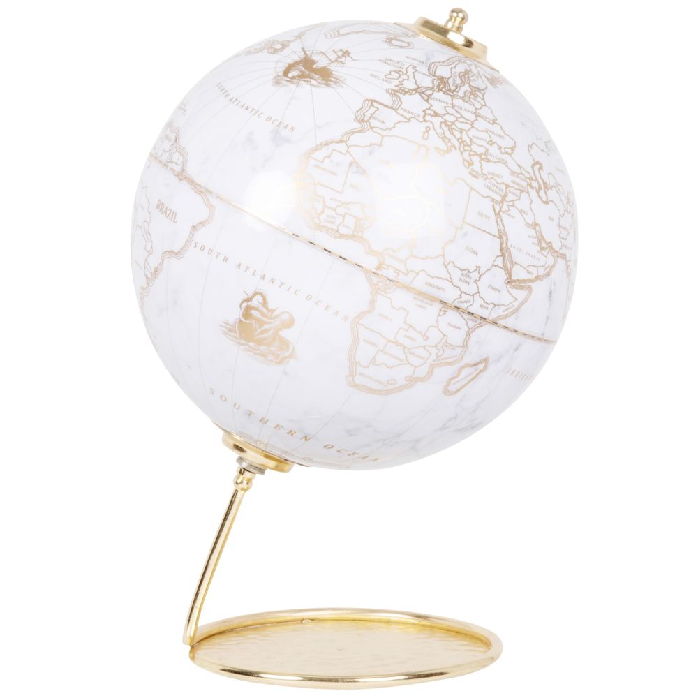 Globe terreste écru et doré H30