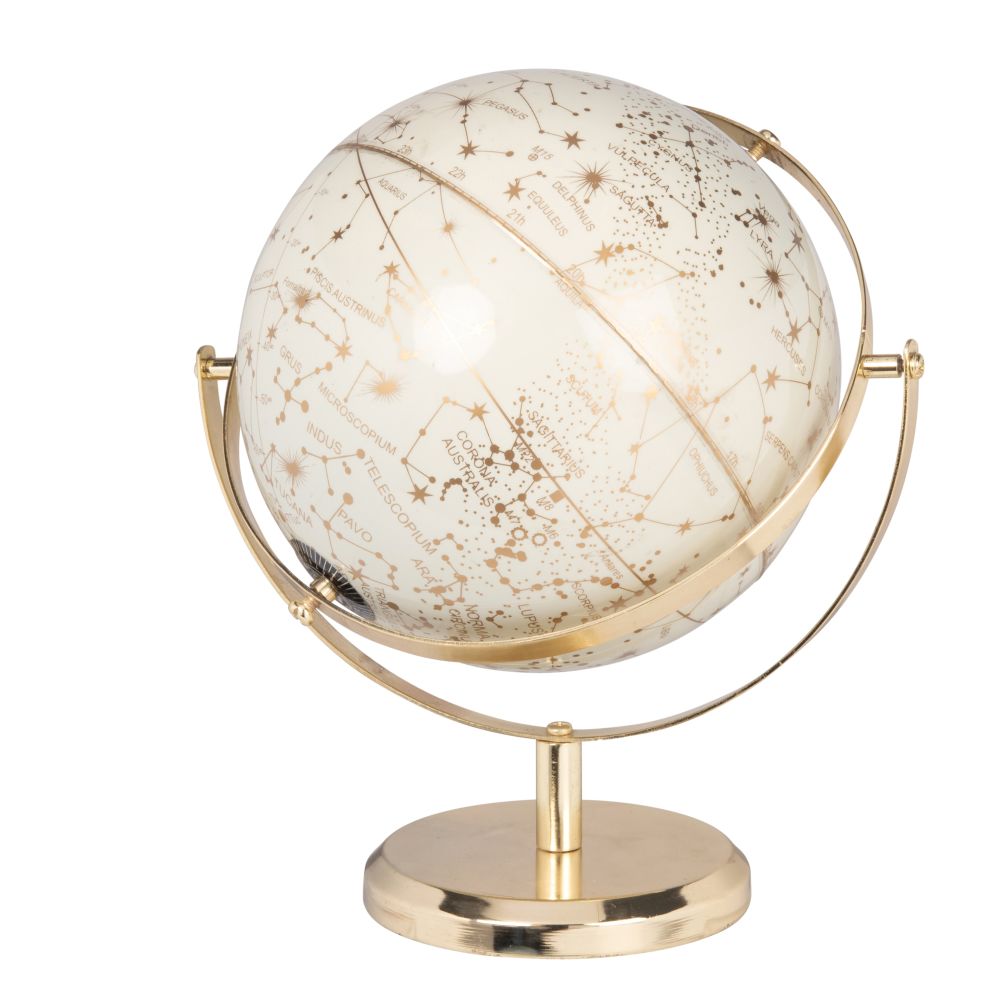 Globe terrestre carte du monde écru et doré Globe terrestre carte du monde écru et doré