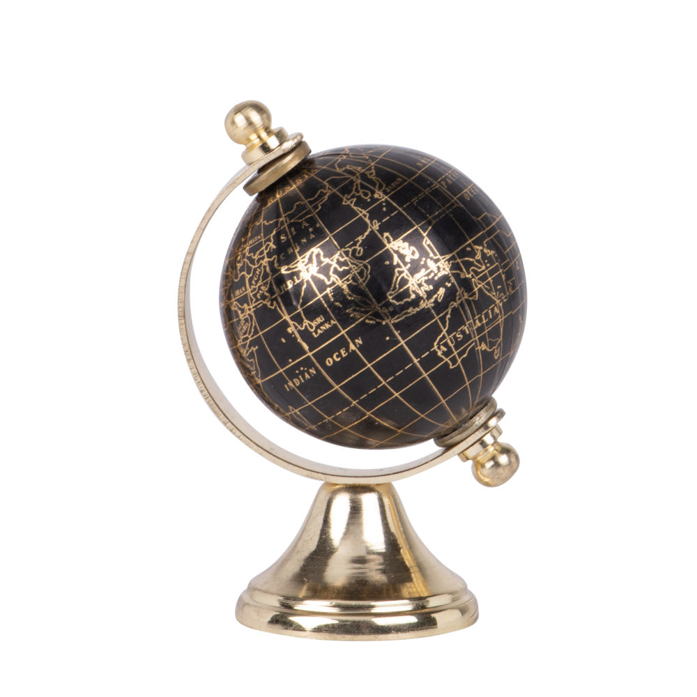 Globe terrestre carte du monde en métal doré et noir (photo) Globe terrestre carte du monde en métal doré et noir