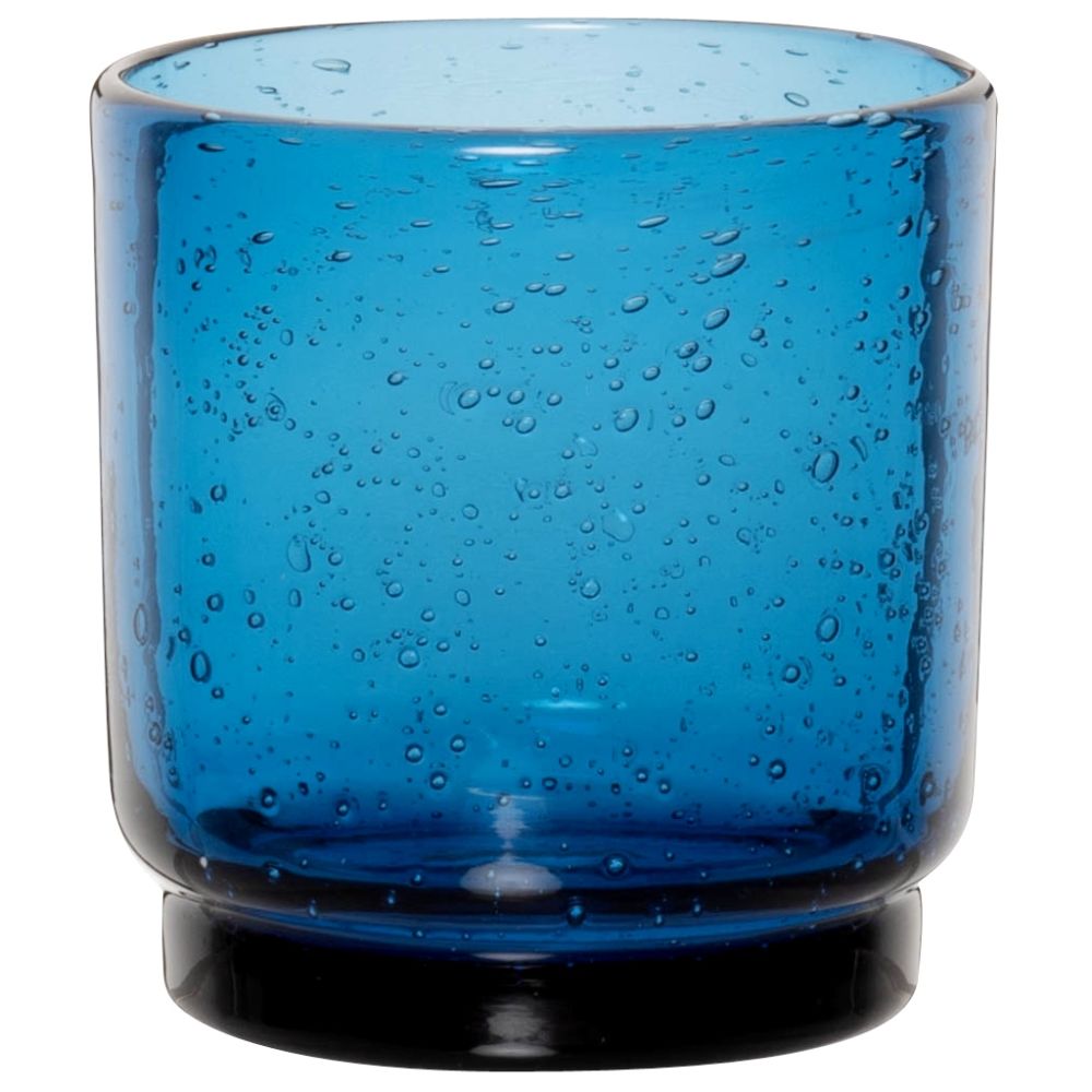 Gobelet empilable en verre bullé bleu
