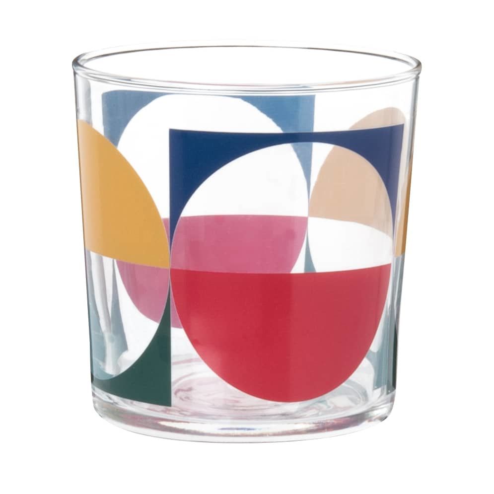 Gobelet en verre avec motif graphigue multicolore Gobelet en verre avec motif graphigue multicolore