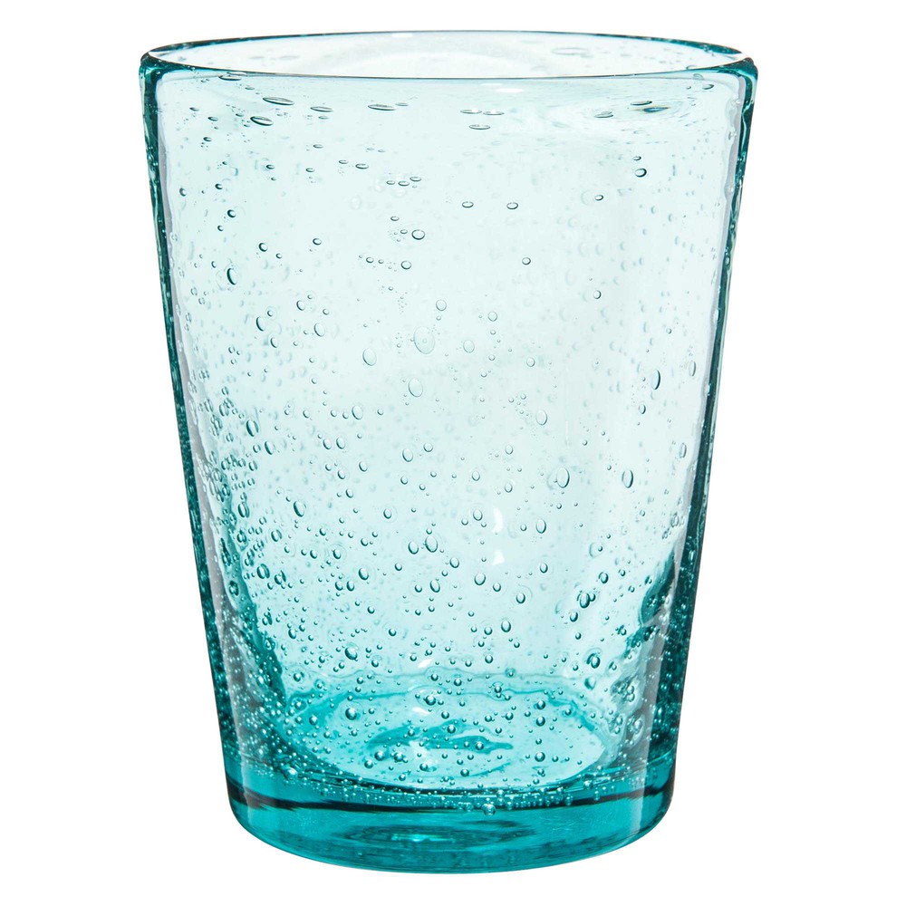 Gobelet en verre bullé bleu