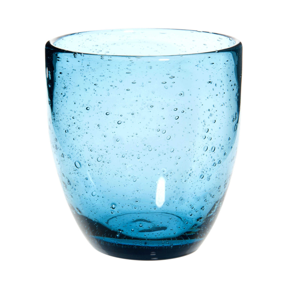 Gobelet en verre bullé bleu