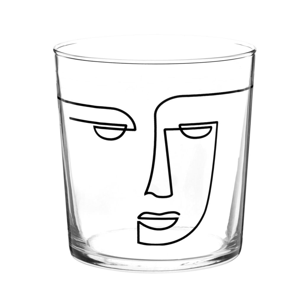 Gobelet en verre imprimé visage (photo) Gobelet en verre imprimé visage
