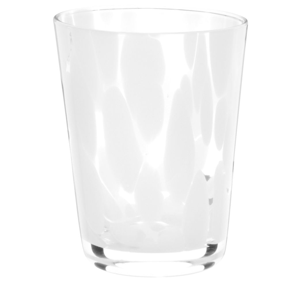 gobelet en verre transparent tacheté blanc