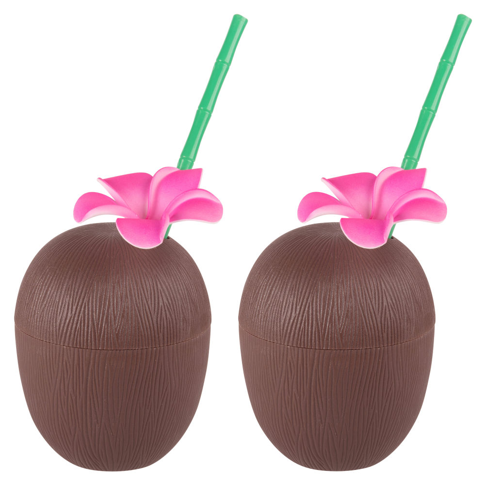Gobelet noix de coco avec paille Gobelet noix de coco avec paille