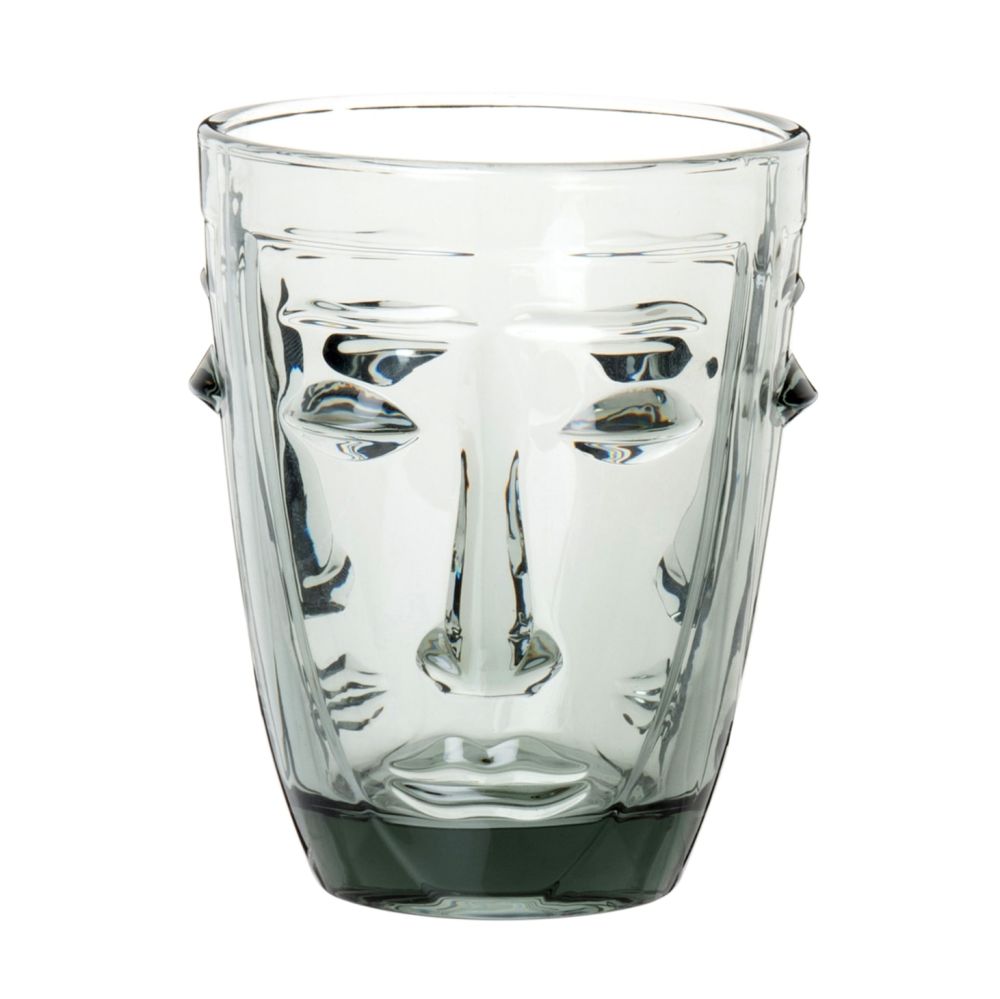 Gobelet visage en verre teinté gris Gobelet visage en verre teinté gris