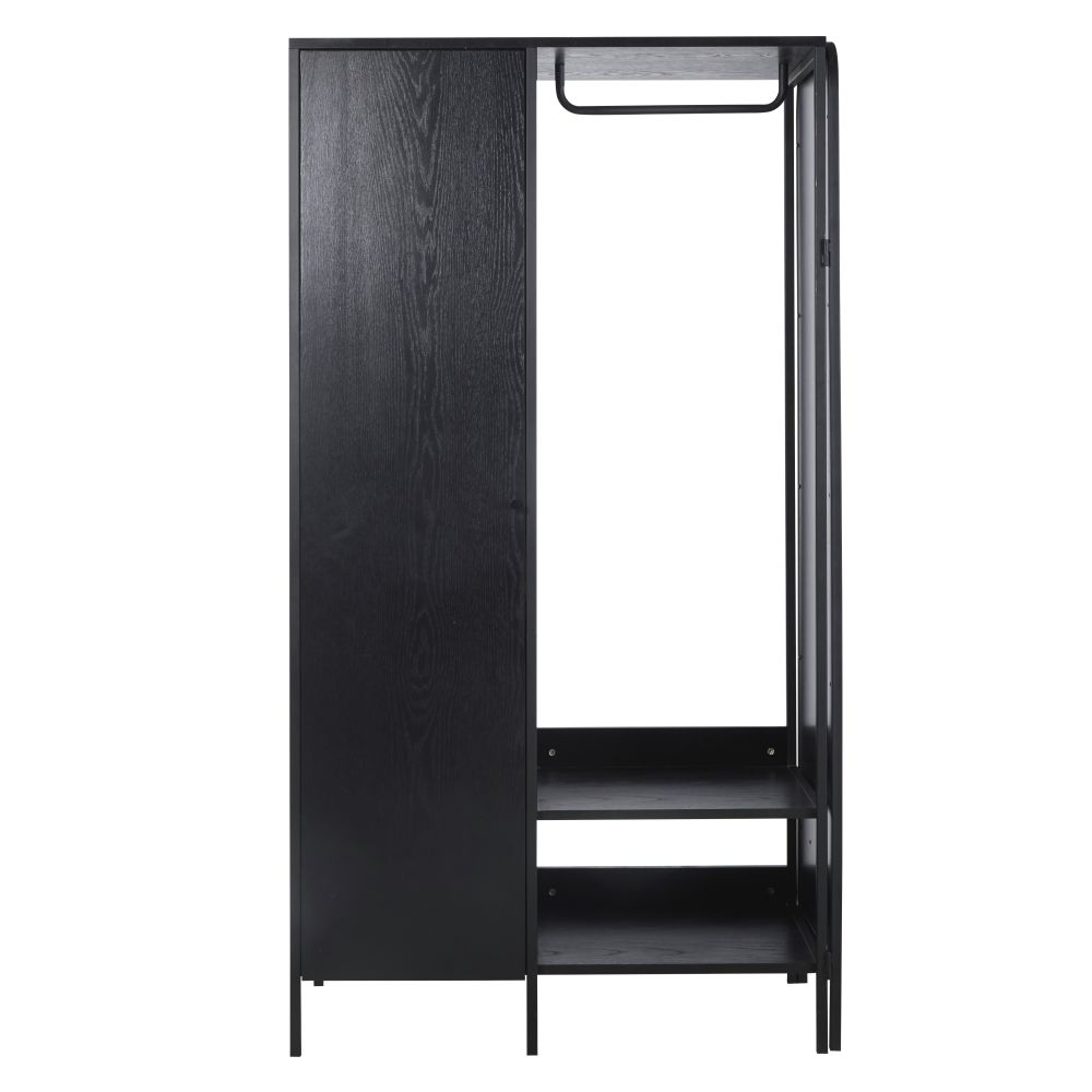 Guardaroba professionale nero con anta girevole specchiata - Modello Contemporaneo - Nero - - Metallo - Maisons du Monde