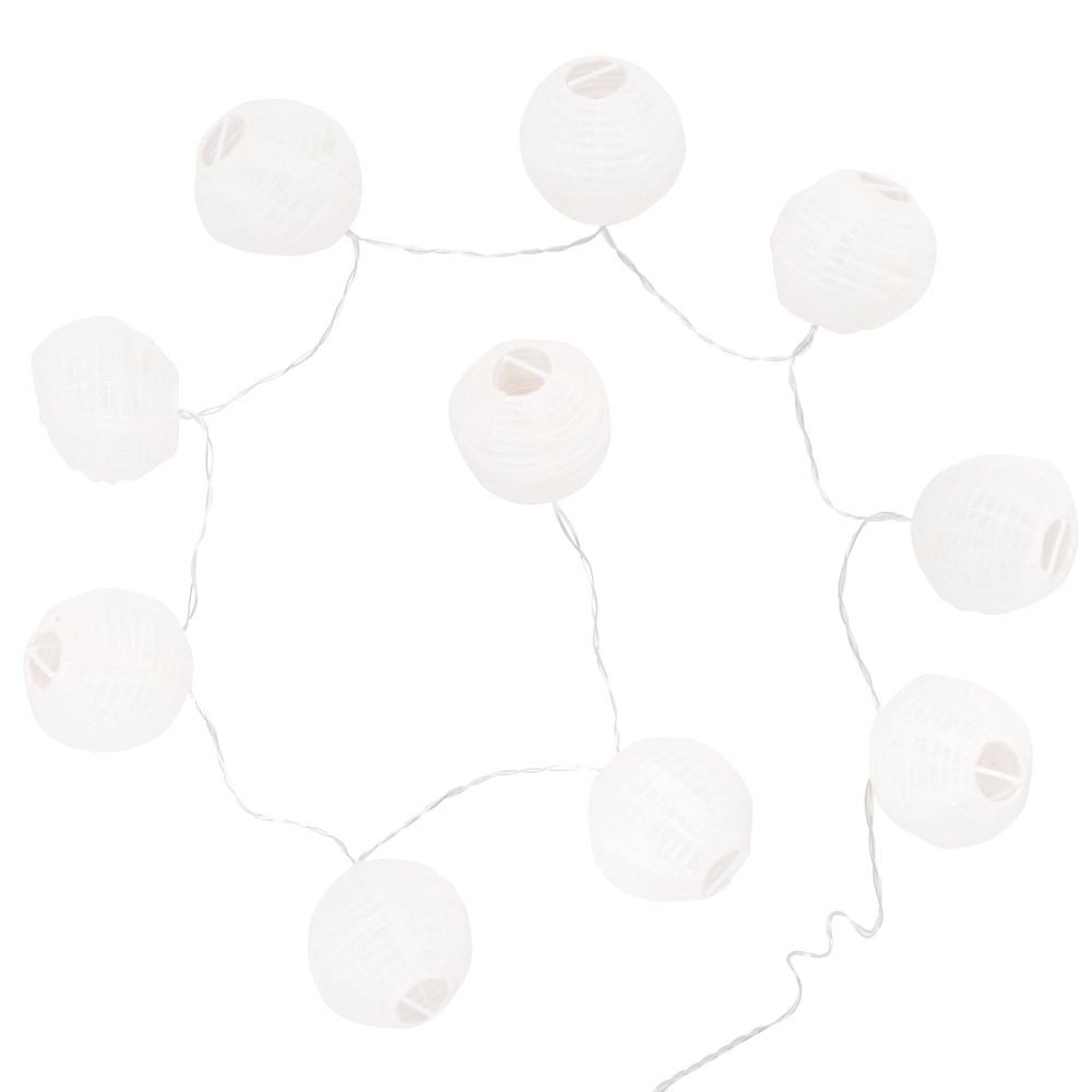 Guirlande lumineuse boules en coton beige 10 LED L175 Guirlande lumineuse boules en coton beige 10 LED L175