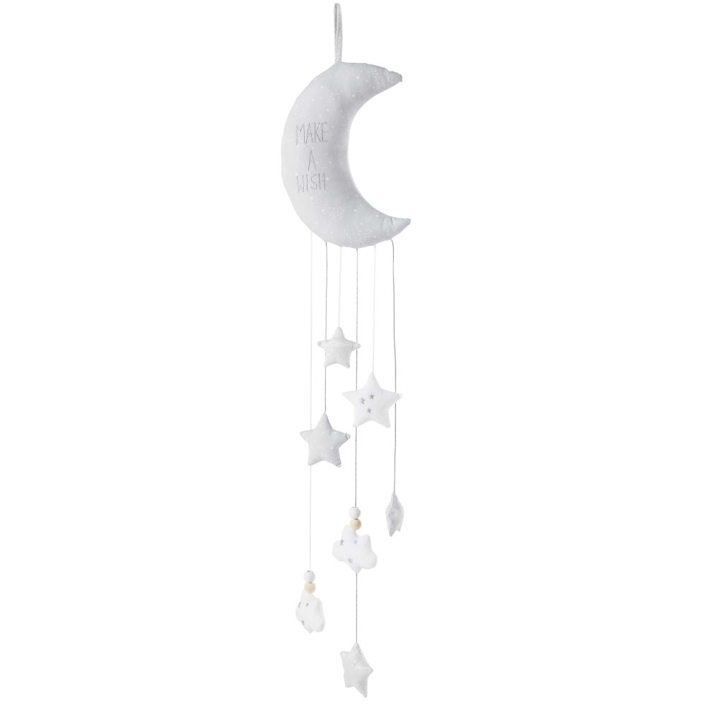 Guirlande lune enfant en coton gris et argent H95 (photo) Guirlande lune enfant en coton gris et argent H95