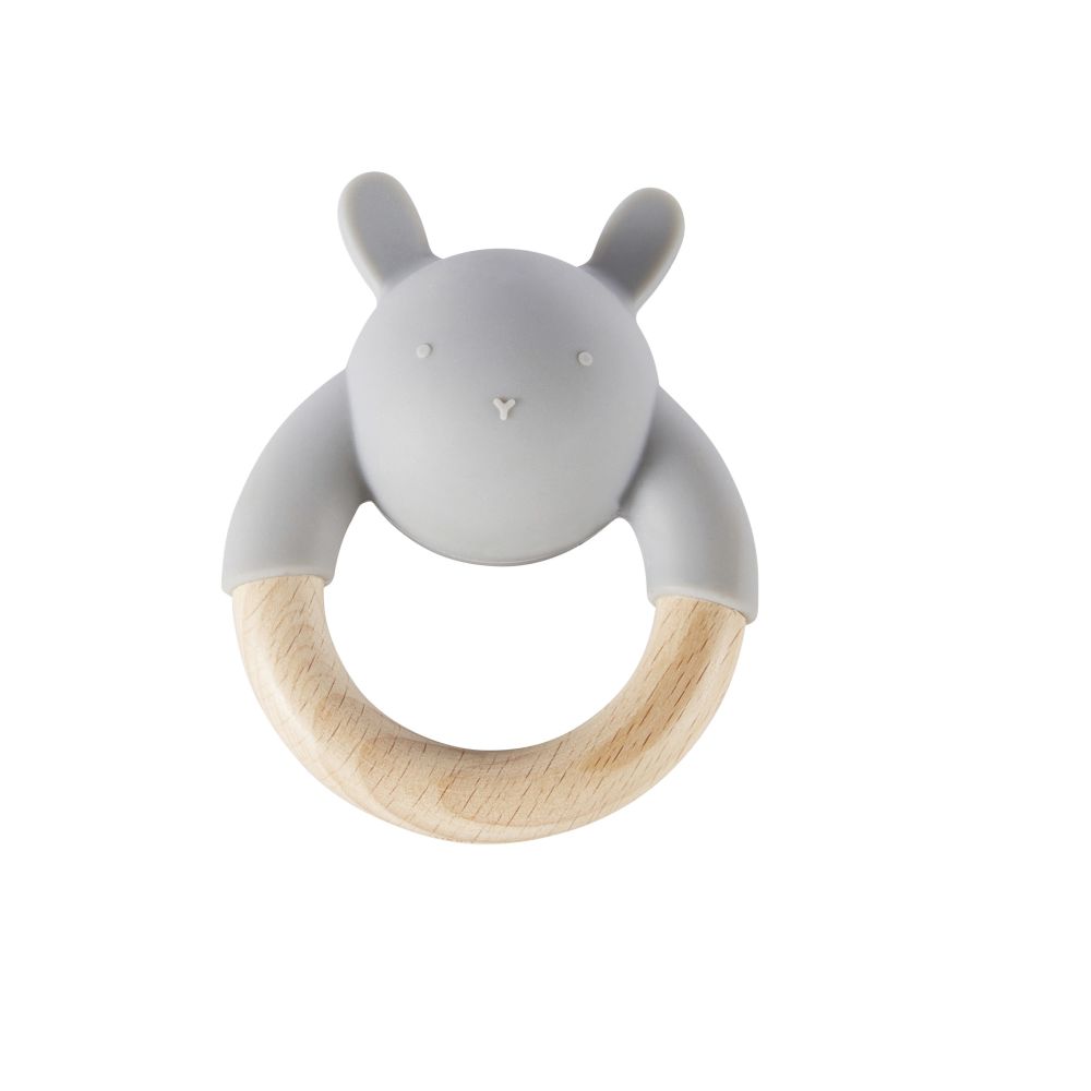 Hochet Bebe Lapin En Hetre Et Silicone Gris Alesund Maisons Du Monde