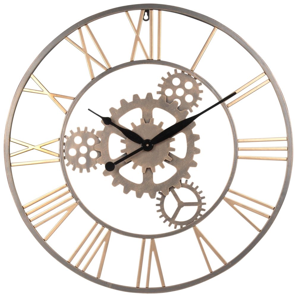 Horloge à rouages en métal doré D68 Horloge à rouages en métal doré D68