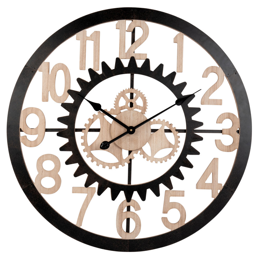 Horloge à rouages en métal noir D70 (photo) Horloge à rouages en métal noir D70