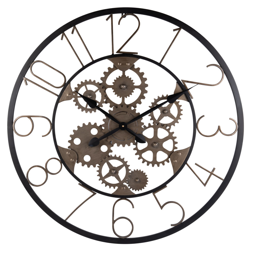 Horloge à rouages en métal noir et effet rouille D80 Horloge à rouages en métal noir et effet rouille D80