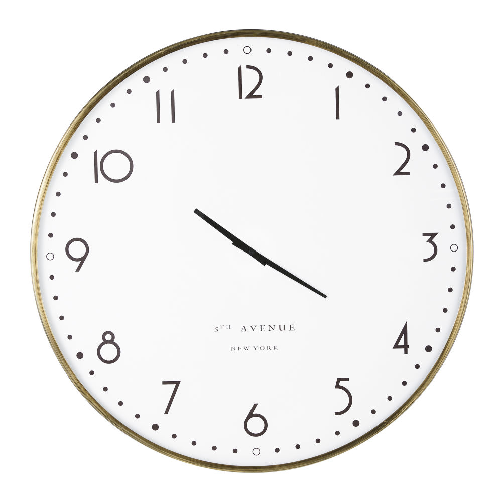 Horloge blanche imprimée et métal doré D77 Horloge blanche imprimée et métal doré D77