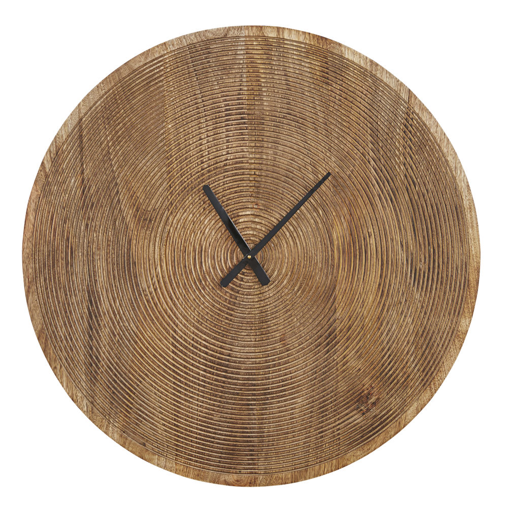 Horloge en bois de manguier gravé D85